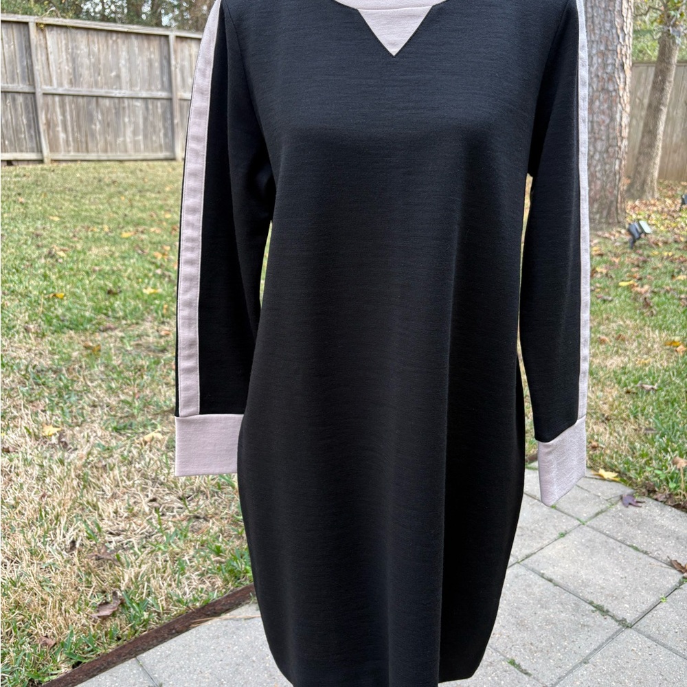 J. Crew Black Mini Dress with Cream Trim